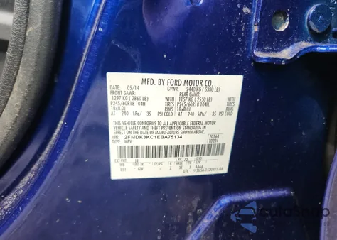 2014 Ford Edge Limited from USA, damaged, VIN 2FMDK3KC1EBA75134